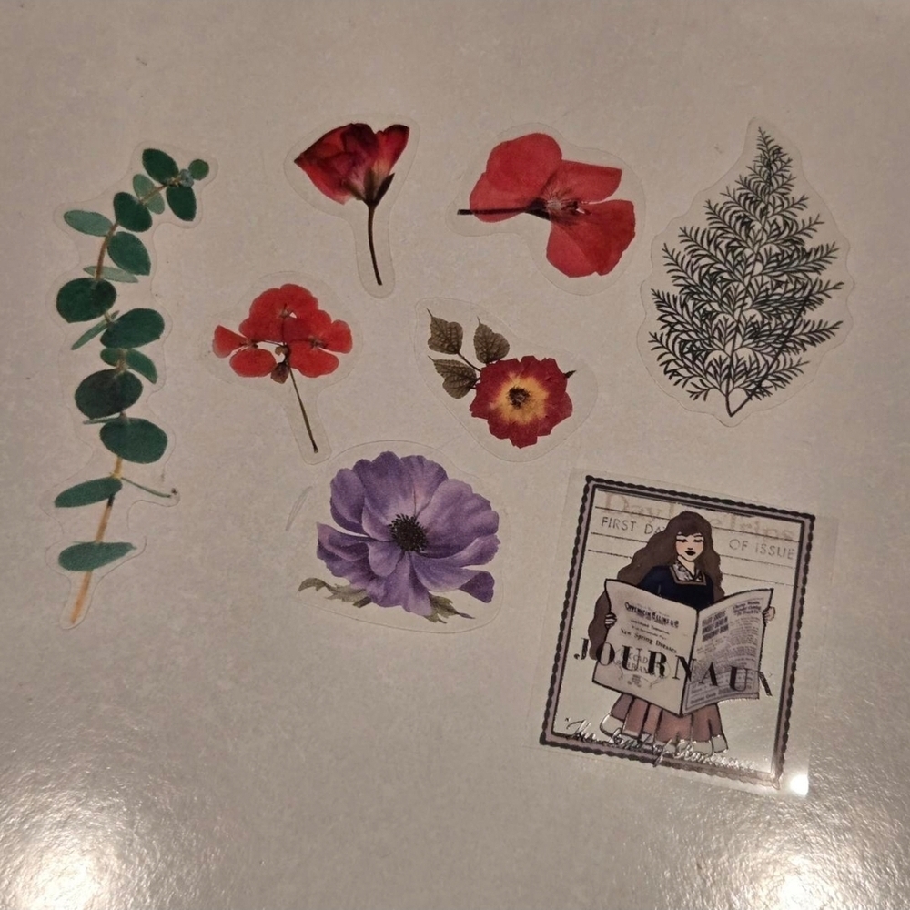 flowers stickers 10 Pc clear transparent thin stickers scrapbooking journaling